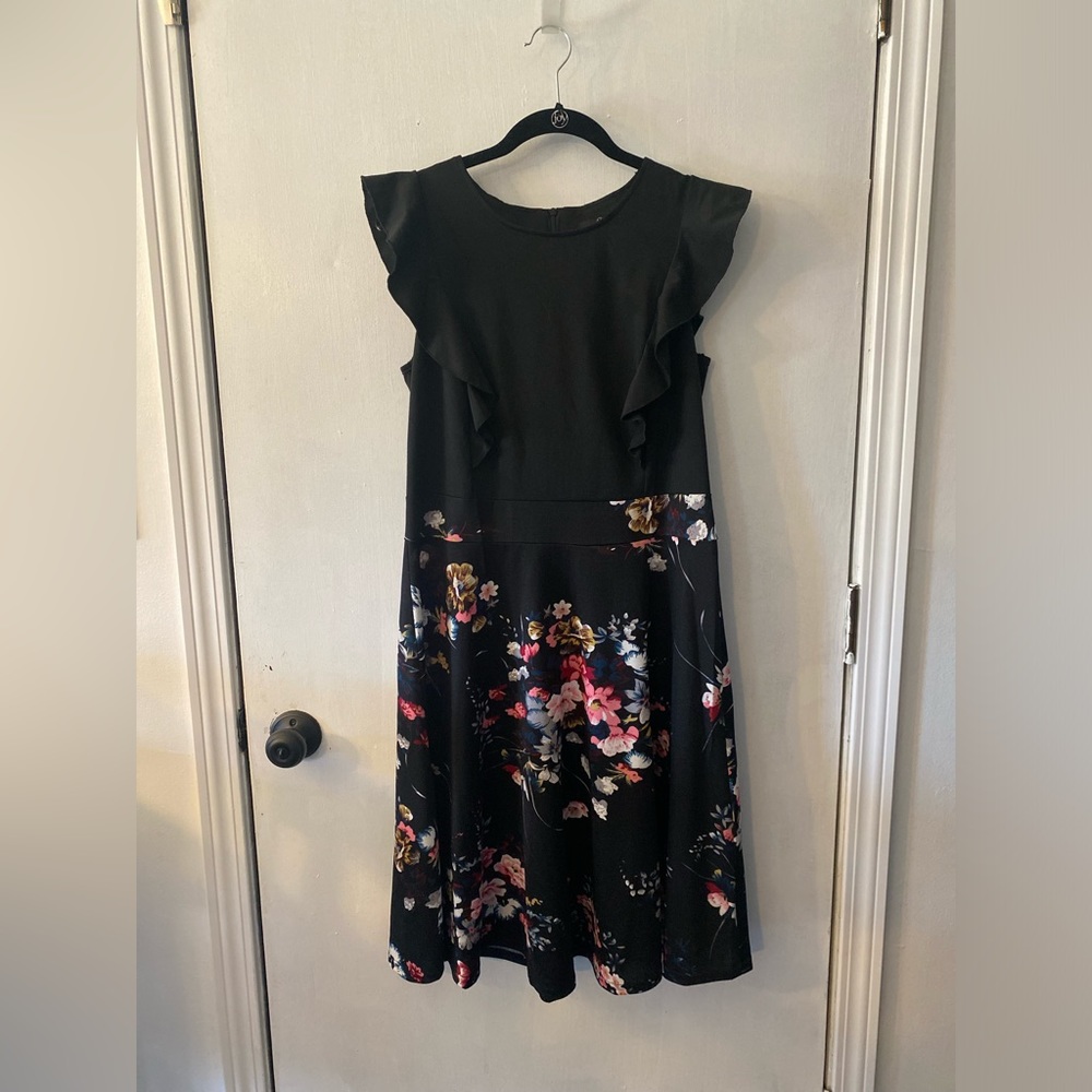 NEW XL Casual Cocktail Dress Party Dress Black Floral